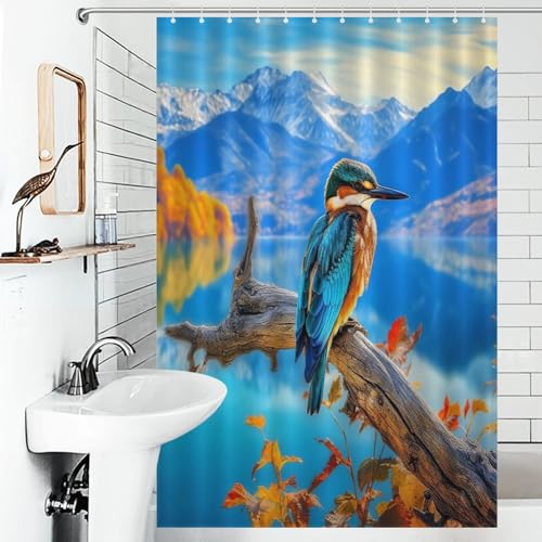 Rideau de douche oiseau en polyester imperméable pour salle de bain 122x183cm - 6