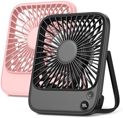 TOPK 2 Pack 5000mAh Portable Desk Fan, Ultra-thin Strong Wind Digital Display 4 Speeds Adjustable Small Quiet Battery Powered Personal Travel Fan for Bedroom, Office, Cruise, Library, Outdoor TOPK 2 Pack 5000mAh Portable Desk Fan, Ultra-thin Strong Wind Digital Display 4 Speeds Adjustable Small Quiet Battery Powered Personal Travel Fan for Bedroom, Office, Cruise, Library, Outdoor