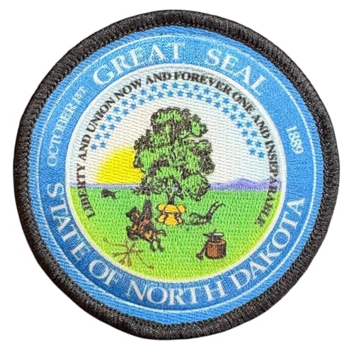 North Dakota State Seal Patch Round 3" Diameter, Embroidered Iron