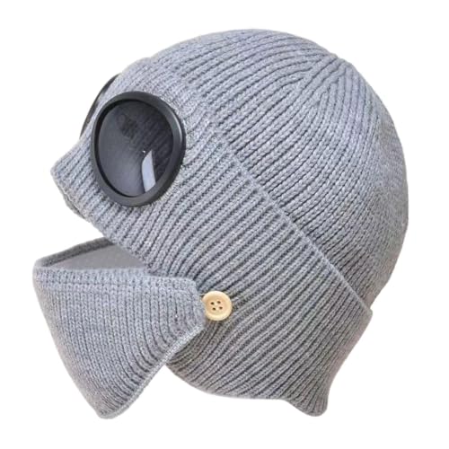 Winter Earflap Beanie Windproof Warm Caps with Face Cover Sunglasses