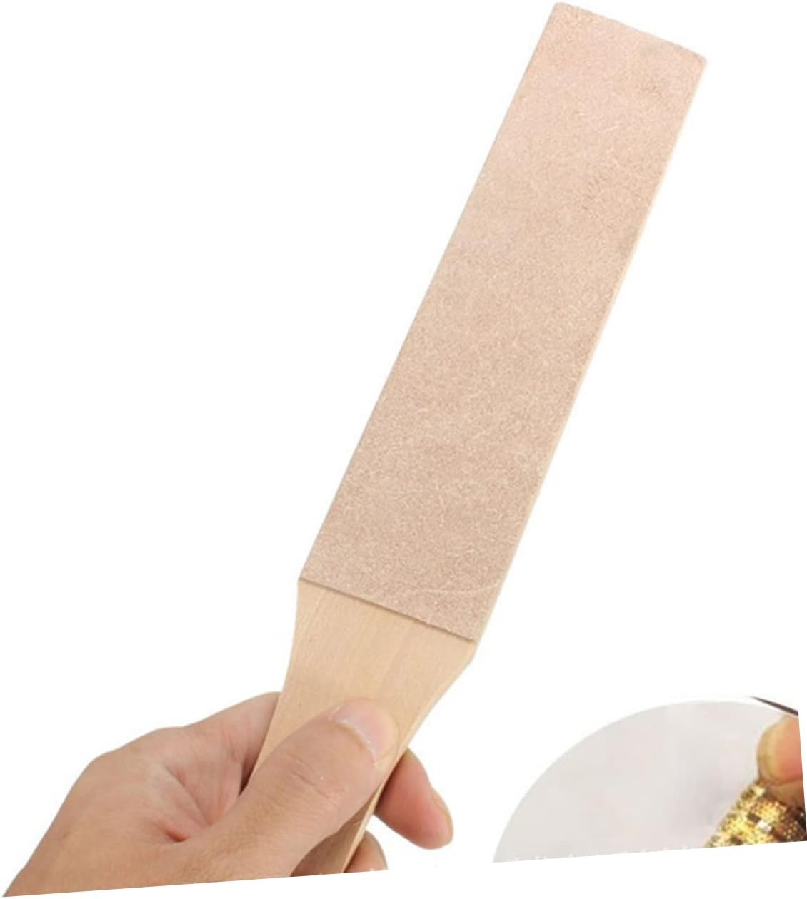 2Pcs Handmade Wooden Leather Sharpening Board with Handle for Razor | Double Sided Design, PU Finish, Beige Color, Honing and Polishing Accessory, Easy to Carry