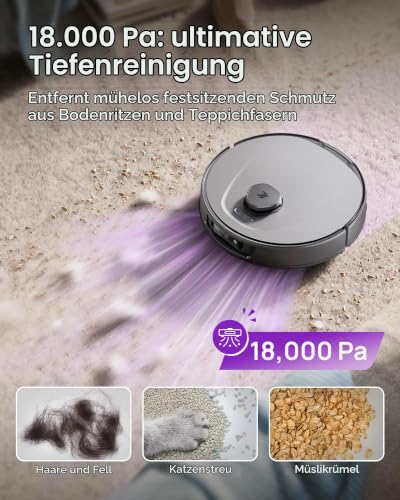 3i P10 Ultra Saugroboter mit Wischfunktion, 18000Pa Starke Saugkraft, erweiterbare Rand- und Eckwischfunktion, automatische Heißwäsche, Trocknung, Selbstentleerung & Wasser-Selbstnachfüllung – Bild 2