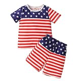 Kleinkind Kinder Jungen Kurzarm Unabhängigkeitstag 4. Juli Sterne Gestreiftes bedrucktes T-Shirt Tops Shorts Outfits Kinder Shirt