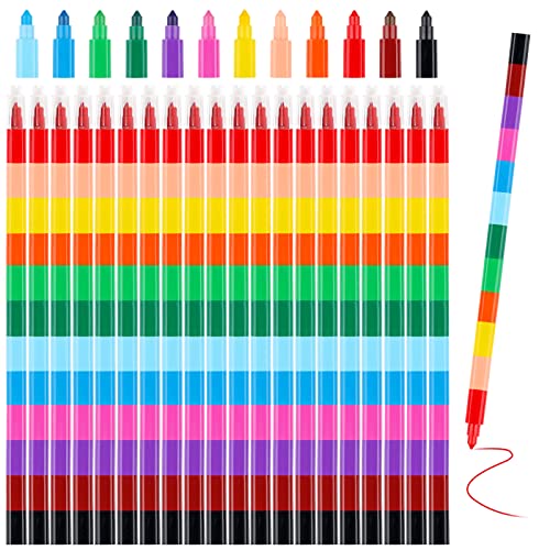 Hxezoc 20-Piece Stackable Buildable Crayons - Colorful Party Favors & DIY Rainbow Pencils for Kids School Office & Birthday Parties 12 Colors