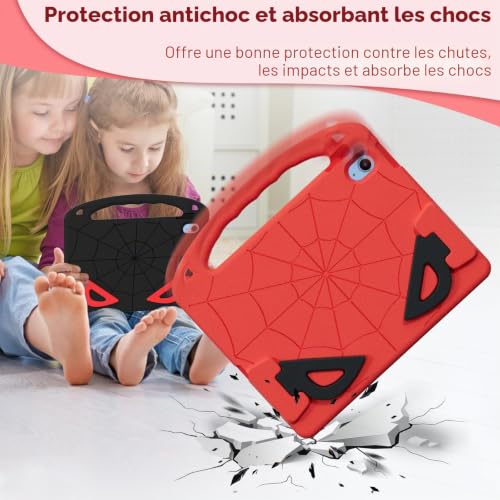Coque iPad A16 2025 protège écran enfant pour dessiner et voyager en rouge - 3