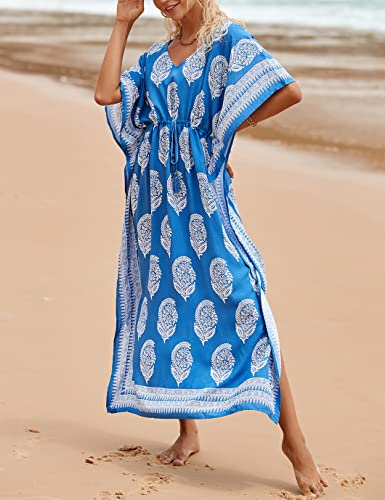 Image of Eddoyee Loose Beach Kaftan Dresses for Women Caftan Swimsuit Cover Up