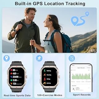 GPS Smart Watch for Men, 2.06"HD Screen Fitness Watch Answer/Make Call, Smartwatch with Heart Rate/Sleep Monitor/Pedometer, 100+ Sports Modes, IP68 Waterproof Activity Tracker Running for Android iOS