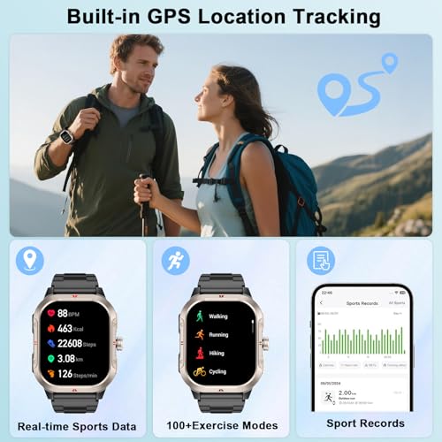 GPS Smart Watch for Men, 2.06"HD Screen Fitness Watch Answer/Make Call, Smartwatch with Heart Rate/Sleep Monitor/Pedometer, 100+ Sports Modes, IP68 Waterproof Activity Tracker Running for Android iOS - Image 3