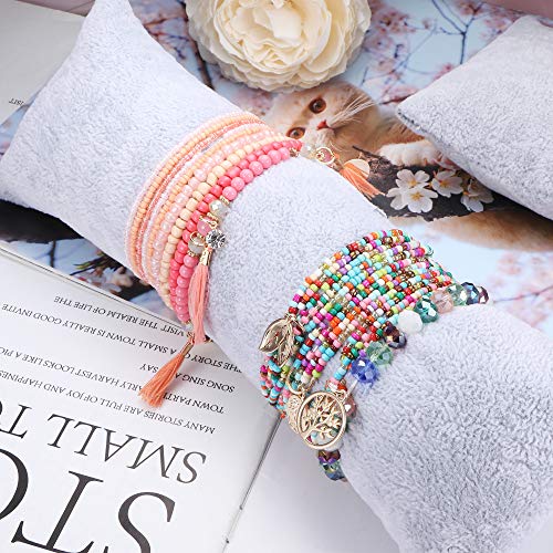 Udalyn 6 Sets Bohemian Stackable Bead Bracelets for Women Men Multilayered Bracelet Set Pendant Charm Stretch Bangles4