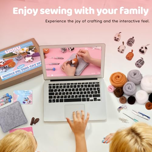 Image of UOOU Felting Kit, Needle Felting Kits for Beginners Adult, Needle Felting Supplies with 24Pcs Felting Needles, Felting Pad, Wool Roving, DIY Needle Felting Cat Dolls