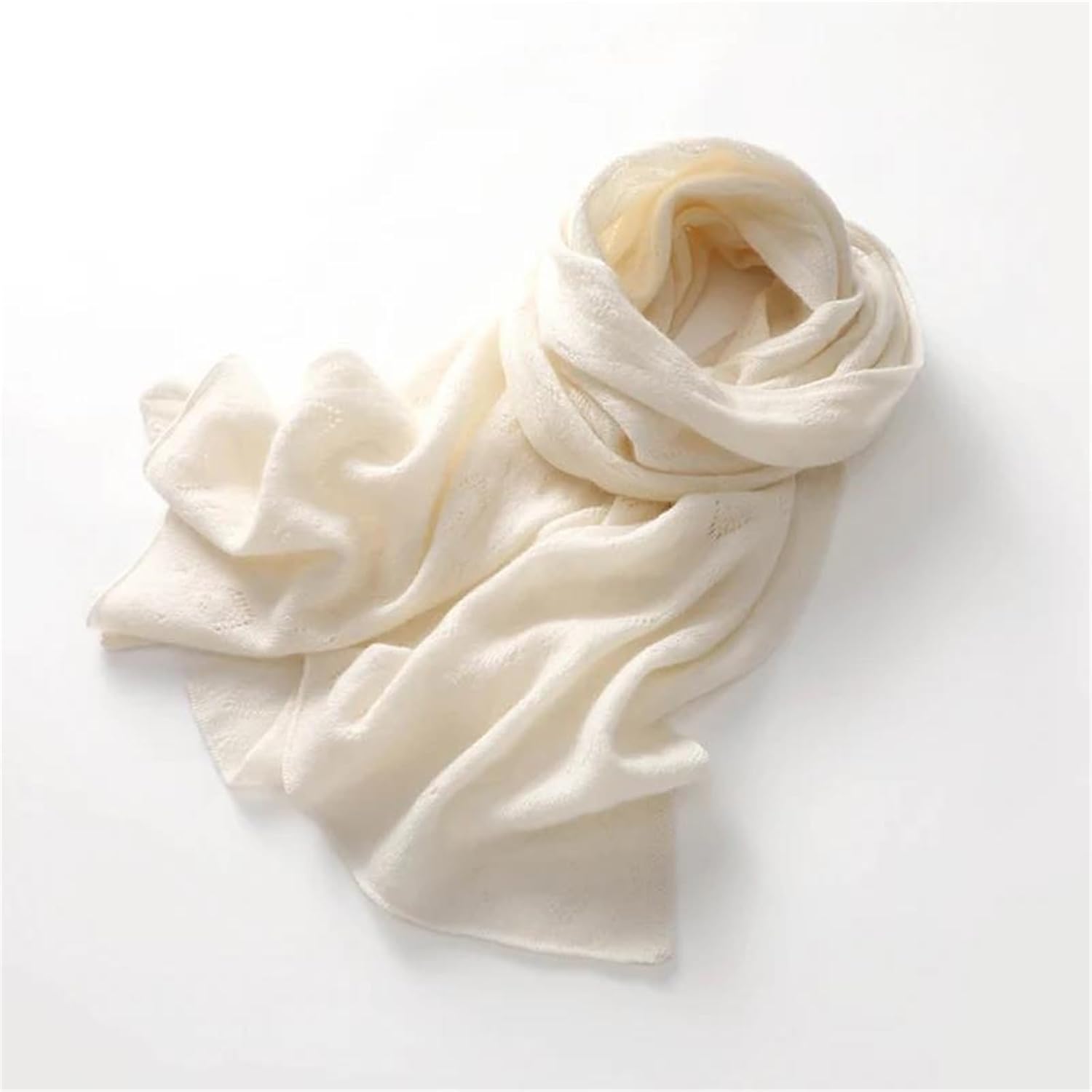 Women's Lightweight Cashmere Scarf With Maple Leaf Knit Pattern Warm Shawl For All-Season Wrapping