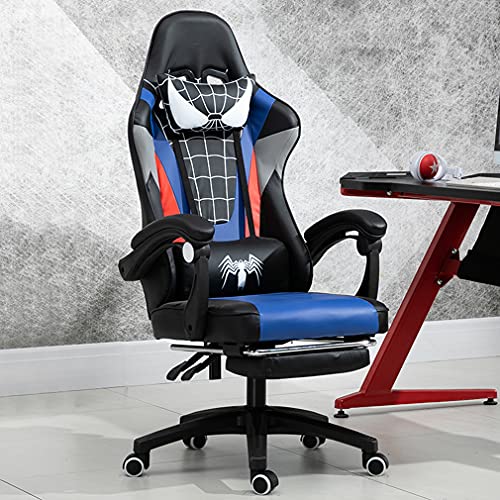 CGBF-Chaise de Gaming de Style Spiderman,Fauteuil Gamer,Chaise Pivotante de Course Ergonomique À Dossier Haut,Chaise de Bureau Réglable avec Repose-Pieds Rétractable,Rouge