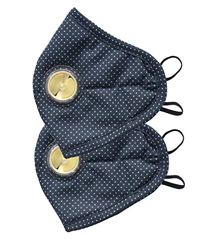 Accalia Dots Print Soft Navy Blue, Reusable Cotton Fabric Mask