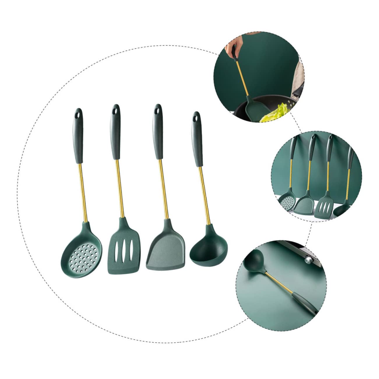 Spatole in Acciaio Inox Utensili da Cucina Antiaderente Pratico e Resistente Facile da Lavare Acqua per Soffriggere e Brasare per Appendere