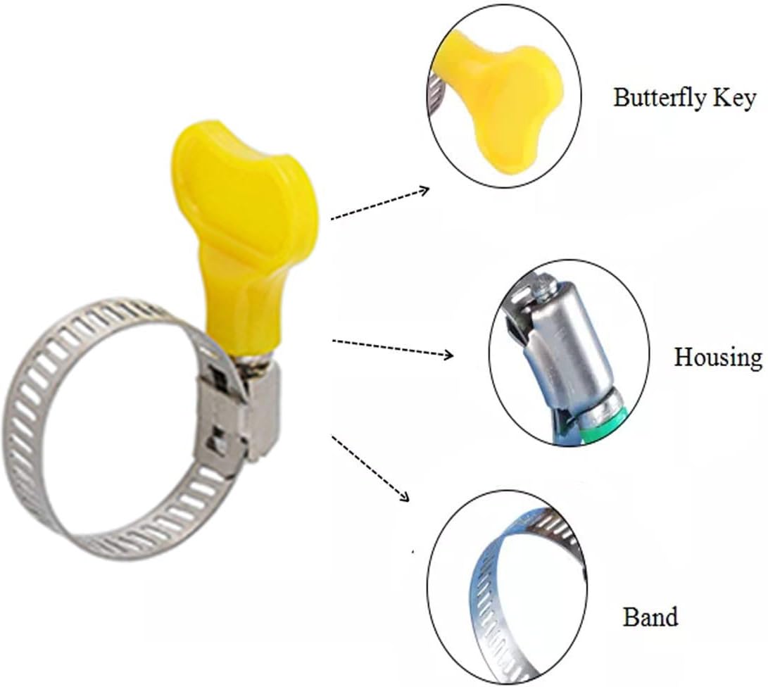 ESEKSAFAR Plastic Turn key Easy Adjustable Butterfly Hose clamp Pipe clip set (10pc 1"inch)