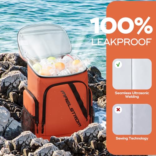 Maelstrom Insulated Cooler Backpack, 36 Can Soft Cooler Ice Chest Bag | Double Compartment, 16H Cold, Leakproof, Bottle Opener, Waterproof, Lightweight, for Beach, Travel, Camping, Picnics, Hiking - Image 4