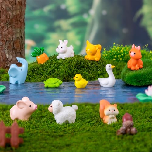 LOKIPA 30PCS Mini Resin Animals Figures, Tiny Resin Animal Miniature Garden Decor Micro Landscape Fairy Dollhouse Ornament for Fairy Garden, Dollhouse, Plant Pots, Bonsai Craft Decor