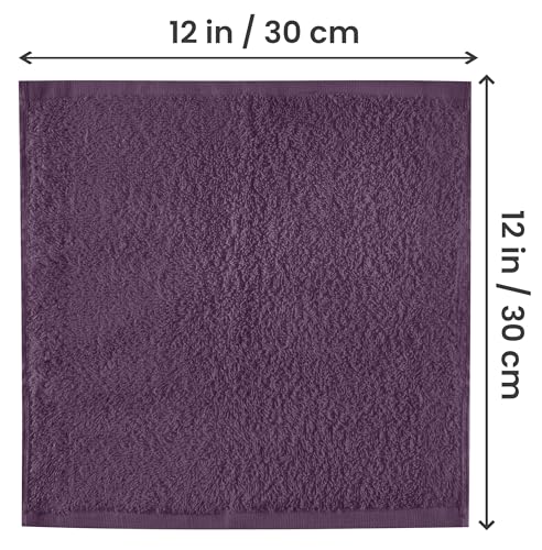 Image of Utopia Towels 12 Pack Cotton Washcloths Set, 100% Ring Spun Cotton, Premium Flannel Face Cloths, Highly Absorbent and Soft Feel Fingertip Towels, Beige, Plum, Sage Green, Navy