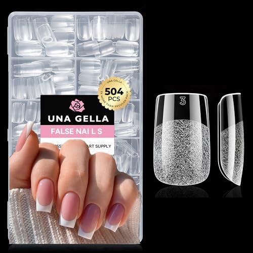 UNA GELLA Nail Tips Square 504PCS Short Square Nail Tips Pre Etched