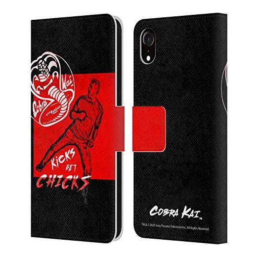 Head Case Designs Licenciado Oficialmente Cobra Kai John Lawrence Kicks Composed Art Carcasa de Cuero Tipo Libro Compatible con Apple iPhone XR