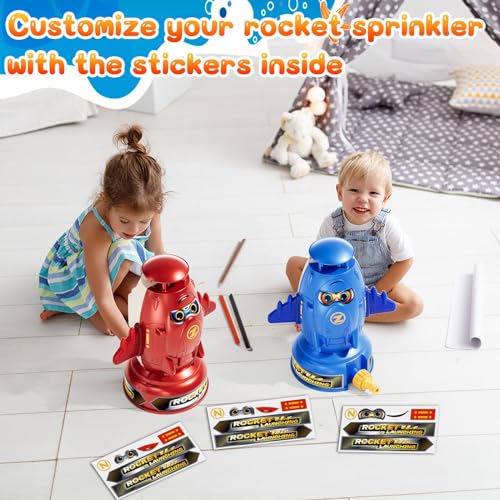 Skirfy Water Rocket Sprinkler for Kids, Outdoor Water Play Toys for Kids Ages 3-5, Rocket Sprinkler Toy Summer Backyard Garden Water Toys for Kids, Birthday Gift for Girls Boys - Thumbnail 3