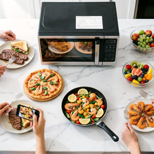 Image of Smad Microwave Countertop Oven, 700W Small Microwaves, 0.7 Cu.Ft Mini Ovens Compact with 10 Power Levels, 6 Cooking Menus for Apartments, Dorm and Small Space Kitchen, Child Lock, Easy Clean, Black