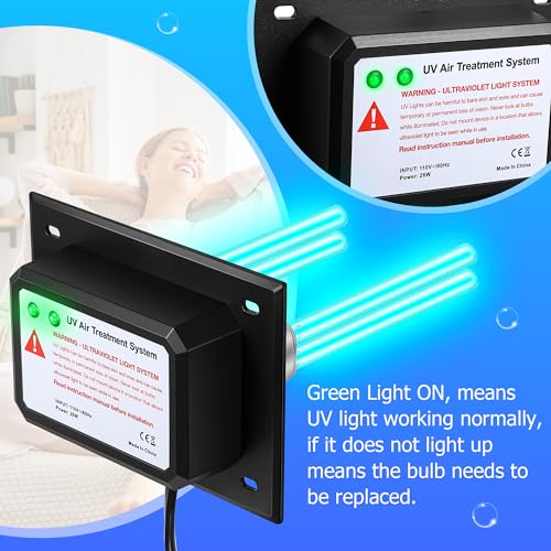 Image of Qualirey 26W HVAC UV Light Sanitizer Air Purifier for Whole House, 110V Dual UV UVC Light in Duct for HVAC Duct Filter, UV Duct Air Purifier for AC Air Conditioning