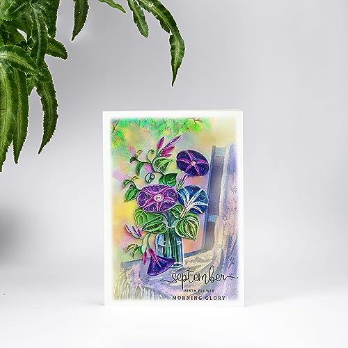 Carte florale anniversaire septembre décoration fleurs de naissance grand format