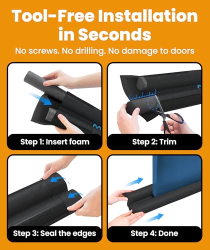 Image of Everlasting Comfort 2-Sided Door Draft Stopper for Bottom of Door - Keeps Cold Air in & Heat Out, Blocks Sound, Light & Air Leaks, Quick Install Gap Filler Sweep for Home - Fits 30 inch- 36 inch W