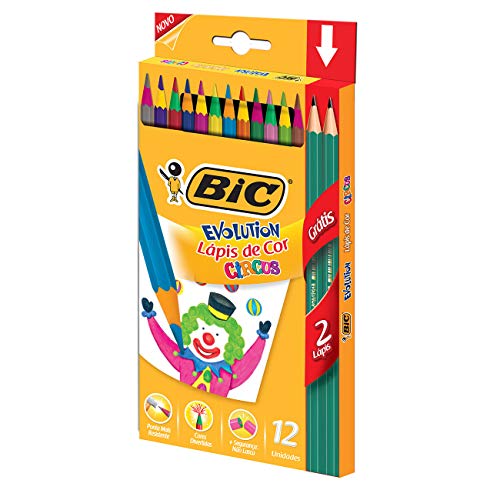 Lápis de Cor Evolution Circus BIC, 904233, 12 Cores + 2 Lápis Grafite