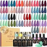 ROSALIND 30PCS Gel Nail Polish Set, 26 Classic Colors Gel Polish kit with Base Coat Glossy Matte and Glitter Top Coat Gel Nails Set All Seasons Collection Gift for Women