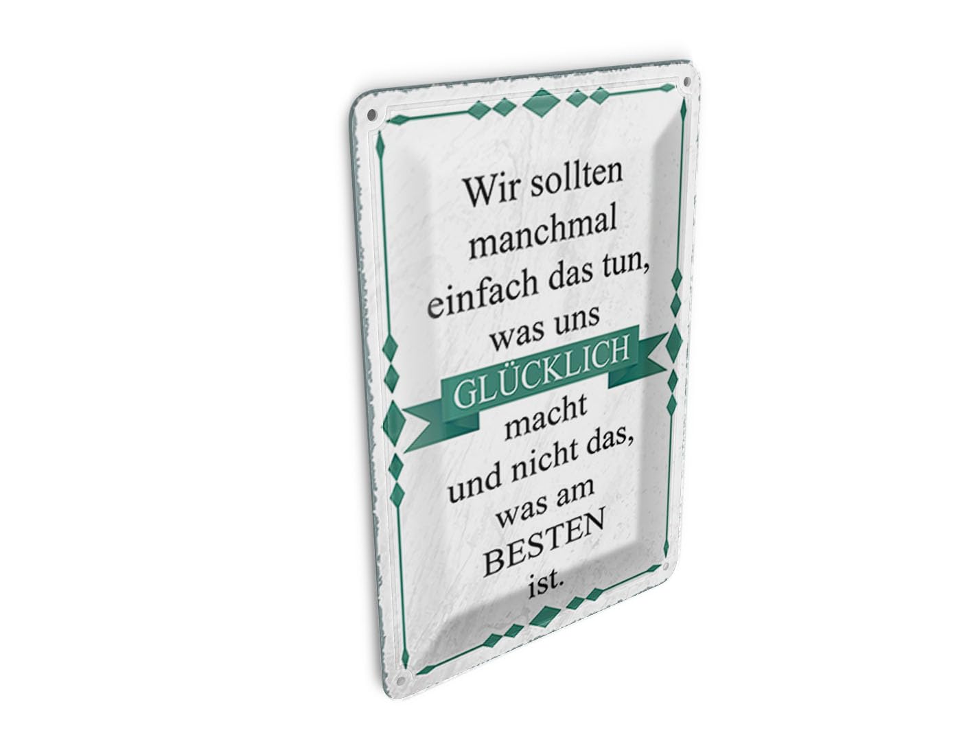 Femer Girls Multicoloured Tin Postcard With German Text 10 X 14 Cm Wir Sollten Tun Was Glücklich Decorative Sign