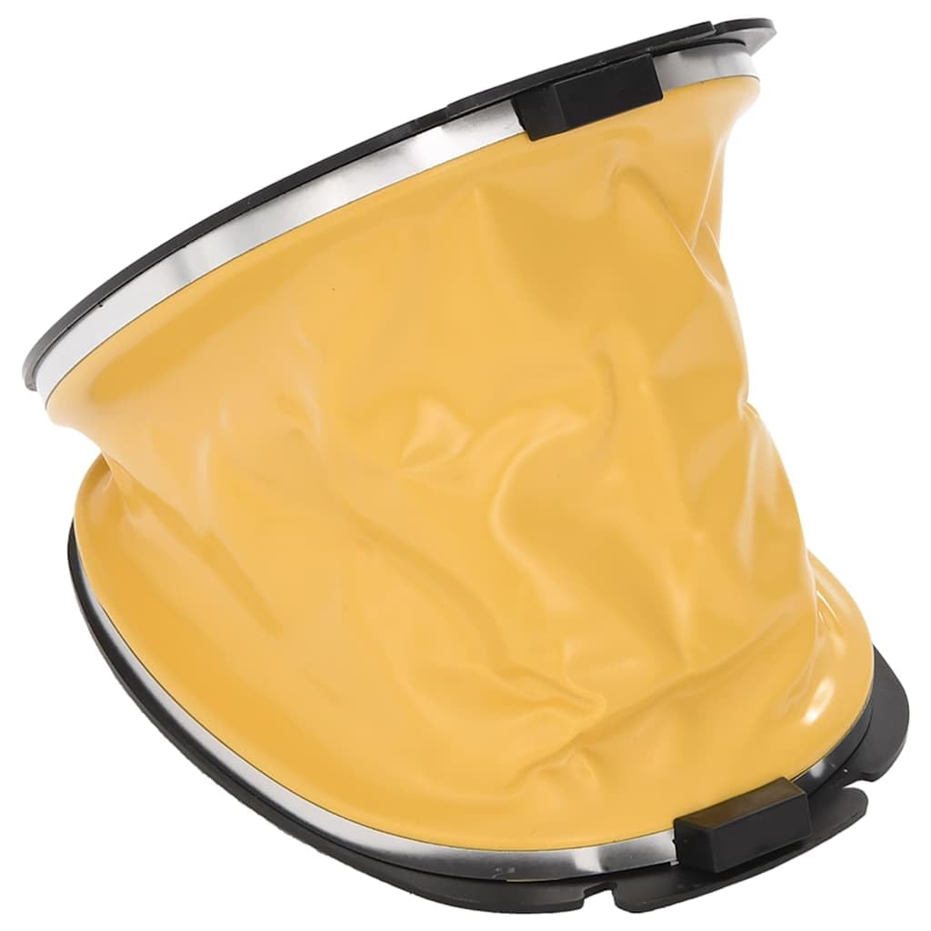 Pompka nożna 26 x 18 cm wykonana z wytrzymałego polipropylenu (PP) i PE w kolorze szarym i żółtym, ze ściśliwym wzornictwem i długością węża 135 cm, idealna do pompowania mat do jogi, łóżek