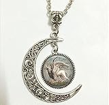 Größe: 25 mm, hochwertig. Schnee-Griffin-Anhänger, Geisha-Halskette, Schnee-Griffin-Mond-Schmuck, Mond-Halskette, Glaskunst Bild