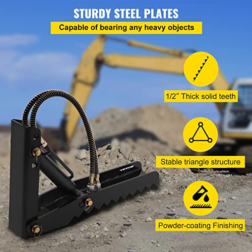 Mophorn 24 inch Hydraulic Backhoe Excavator Thumb Attachments Weld On 1/2in Teeth Thick Steel Plate Assembly 12MM Bolt-On Design with Hydraulic Cylinder