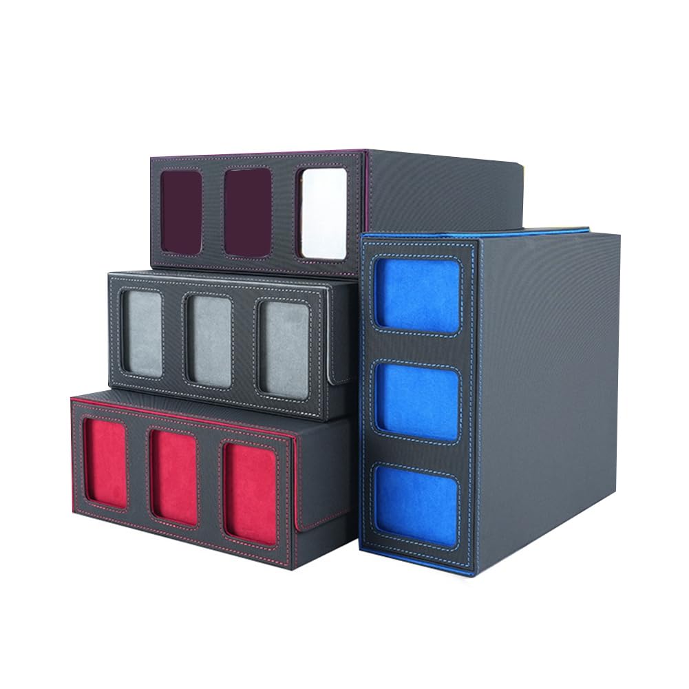 Scatola per Carte Collezionabili con Finestra di Visualizzazione Porta Carte con Chiusura Magnetica per Carte da Gioco Magic Rosso