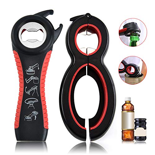 Preisvergleich Produktbild Gwolf Deckelöffner, 2 Stück Multifunktion Flaschenöffner, Twist Deckelöffner Glasöffner Deckelöffner Senioren, Multiöffner für Senioren Arthritis Frauen