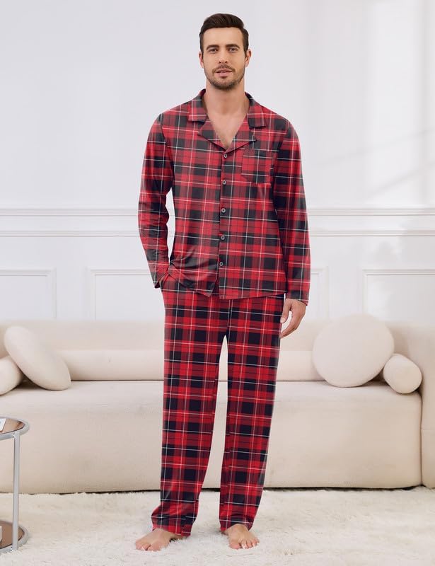 Marvmys Mens Pajama Set Soft Button Down Pajamas Long Sleeve Pjs Sleepwear Loungwear Comfy Sleep Sets with Pockets S-3XL - Image 7