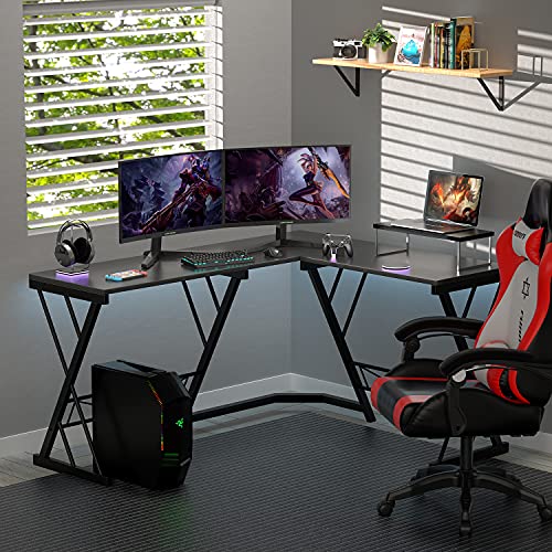 Dorpu L-Shaped Desk Computer Desk Home Office Desk Corner Desk Gaming Table Space-Saving, Easy To Assemble For Home Office Gaming Study（Black） #TOP5