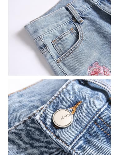 Men Sakura Embroidery Boot Cut Denim Jeans with Released Hem3