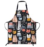 Smooffly Delantal unisex ajustable con diseño de gatitos lindos, delantal de cocinero, delantal de chef para mujeres y hombres, para el hogar, cocina, restaurante, cafetería, Lindos gatitos, 27x31