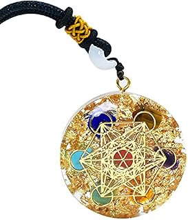 Ropniik Orgonite Geometry Pendant,Orgone Chakra Healing Pendant, Sacred Geometry Energy Necklace,Meditation Jewelry,Healing Crystal Necklace,Meditation Necklace for Women Men(1 Pcs)