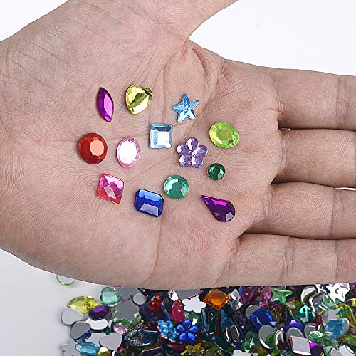 Drehdy 900Pcs Gems Acrylic Flatback Rhinestones Gemstone Embellishments, 9 Shapes, Muticolor Crystal Gems 6-13 Mm For Diy Craft #TOP1
