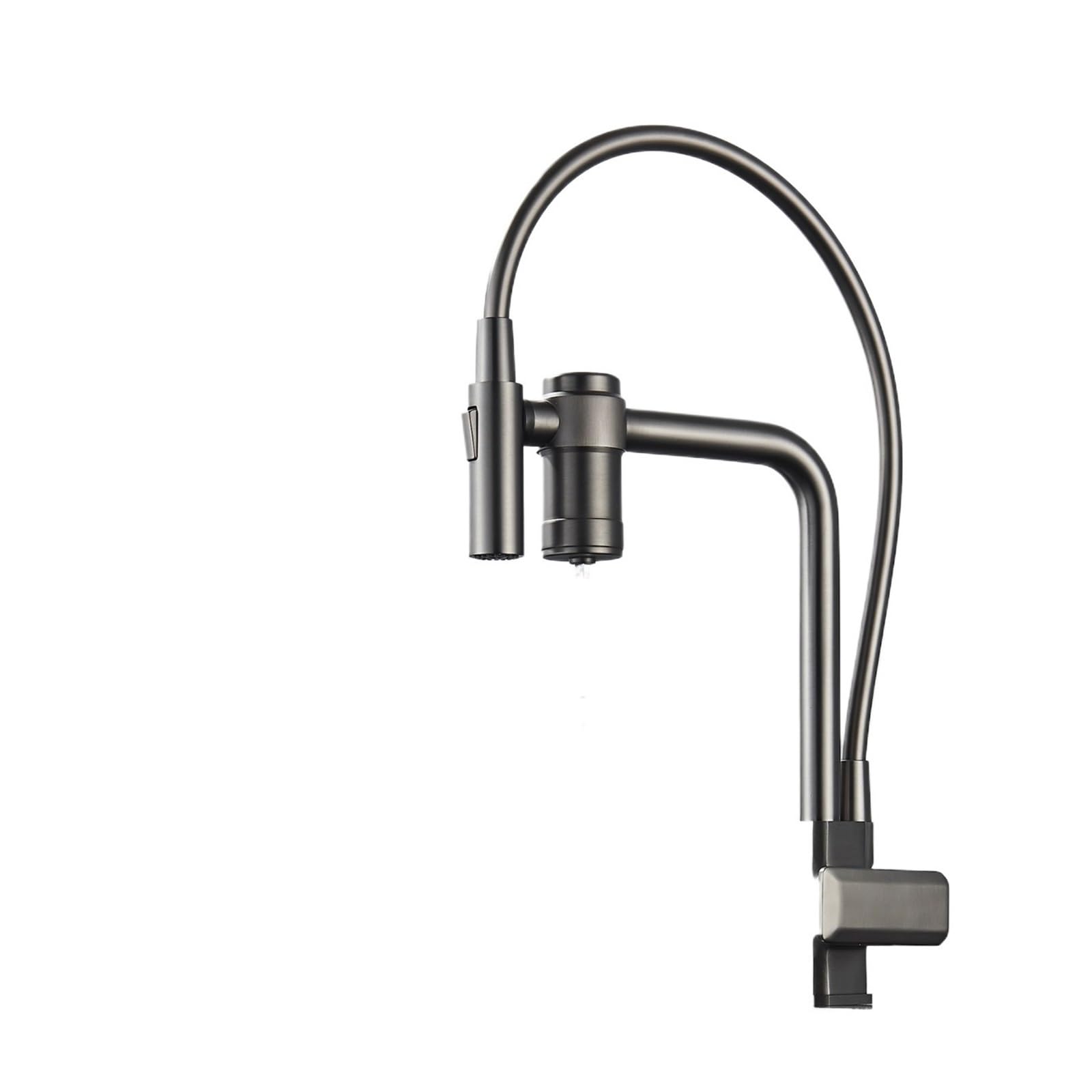 Water Filter Kitchen Faucet Dual Handle Hot and Cold Drinking Water Pull Out Mixer Soft Hose Purification