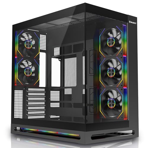 Majesty Falcon X Mid-Tower PC Case | Hi-End Design | 8 Installed Infiniti ARGB Fans | ATX Support | 360mm Water Cooler Support | Type-C 2 x USB 3.0 Ports | Back-Connect Design (Falcon Black)