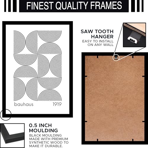 Image of BLINKART Vintage Bauhaus Retro Geometric Aesthetic Poster Gallery | Colorful Wrap Framed For Home Office Studio Living Room Modern Art Studio Decoration Abstract Shapes | (d99) | 13x10 Inch
