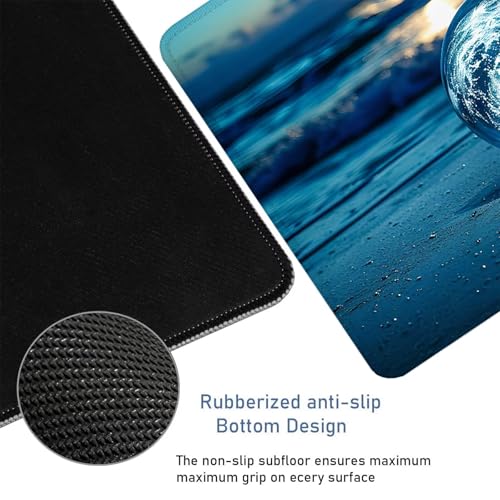 Bleu Tapis de Souris XXL 800 x 300 x 5 mm, Grand Tapis de Souris Boule de Cristal sous Main Bureau à Bords Cousus,Extra Large Tapis Souris avec et Base en Caoutchouc Anti-dérapant, Bureau Decor H27 – vue 4
