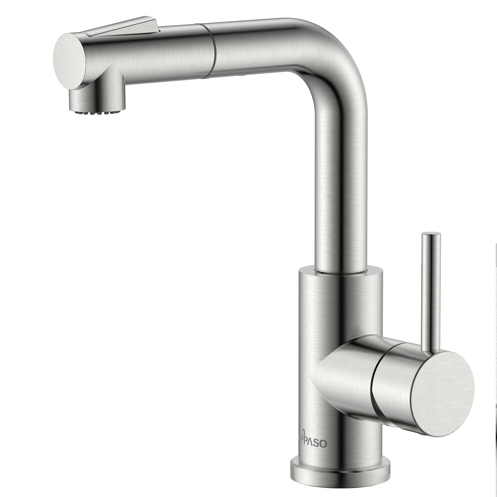 APPASO Kitchen Tap, S304 Stainless Steel Kitchen Sink Taps with Pull-Out Spray Head, High-Pressure Mixer Sink Faucet for G 3/8 Connection Pipe