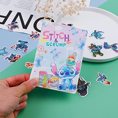 Cartoon Ohana Pu Leather Passport Holder Cover With 50Pcs Stickers Lilo Ohana Travel Passport Case Wallet Card Coin Purse For Women(Tp-Xjbb A) #TOP3
