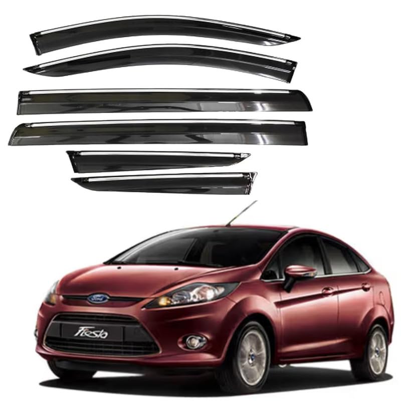 Image of CAR SAAZ Chrome Line Door Visor for Innova Type 1-4 (2005-2016)(Set of 6Pcs) | Wind Deflector | Window Rain Guard